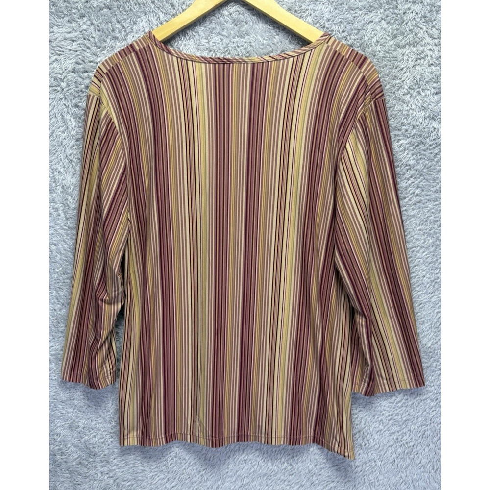 VTG No Boundaries Juniors 2X Striped Babydoll Top Y2K V Neck Coquette Stretch - Picture 2 of 10